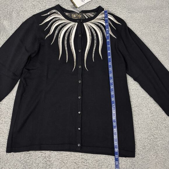 Bob Mackie Wearable Art Cardigan Women Medium Sequin Embroidered Full Button - Picture 9 of 12